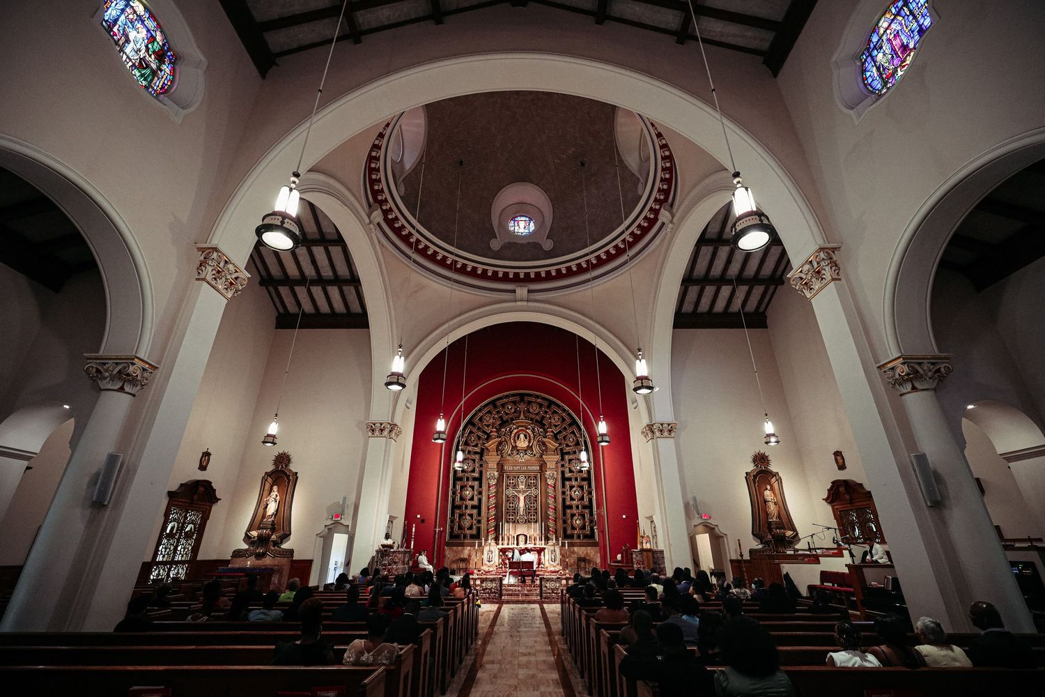 Wedding ceremony inside a cathedral
