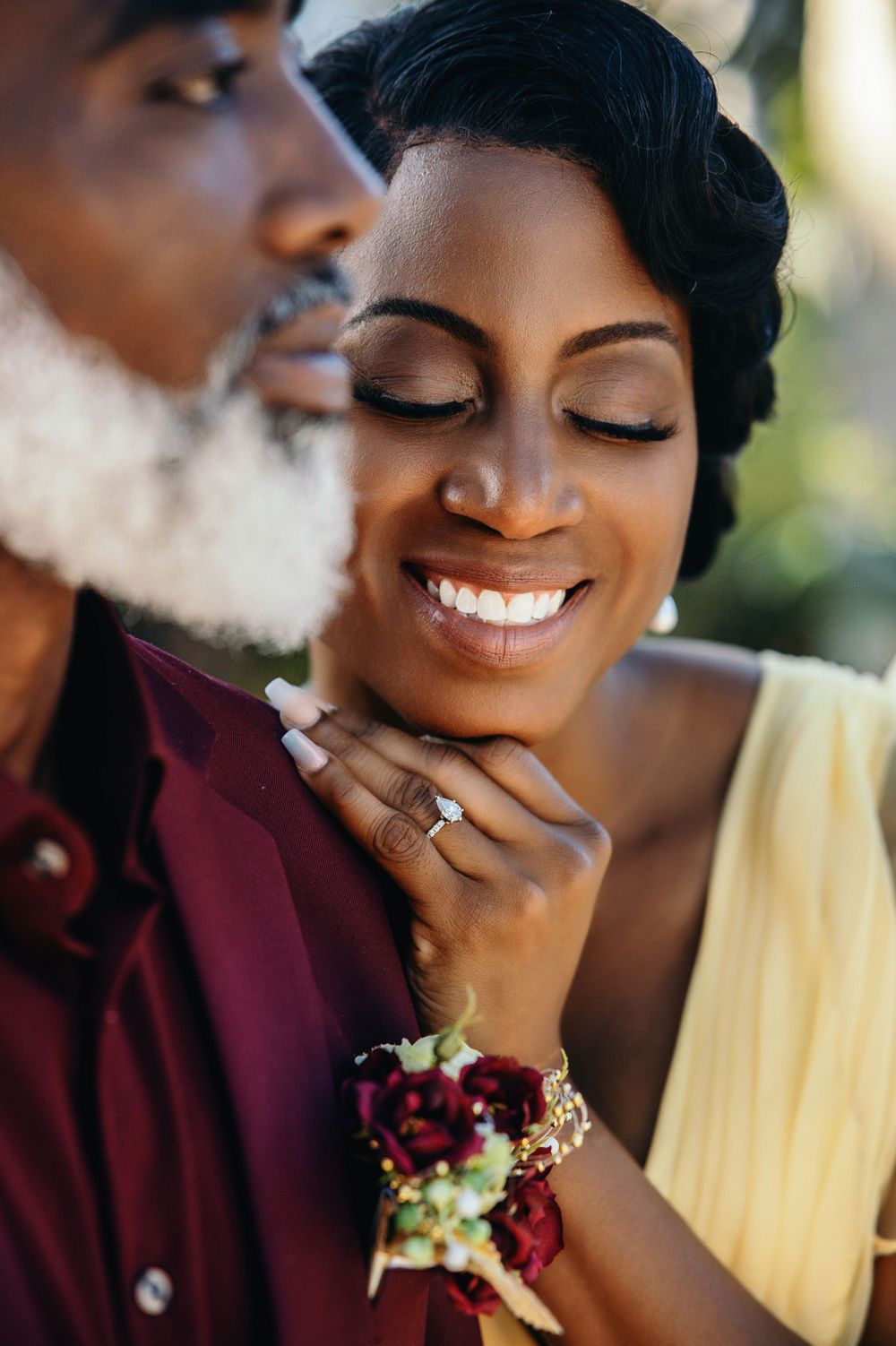 Bride laughing on her wedding day